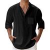 Luadnysin Camicia Lino Uomo Cotone Pantaloni Abbigliamento Estivo Maglietta Maniche Lunghe Camicie Vestito Magliette Collo Coreana Alla Vestiti Estivi Estiva Camice Estive Elasticizzata In,Black,4XL,Nero