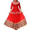 Generisch Abito estivo da donna elegante, stile boemo, per il tempo libero, per il 5 maggio, festival messicano, festa, lungo, ampio vestito da ballo swing, vestito per spettacoli sul palco, Colore: rosso, M