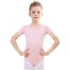 Monbessi Body Danza Bambina Balletto Body Costumi Cotone Manica Corta Body Ginnastica Artistica Taglia 100-150(140, Rosa)
