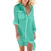 PINTUTU Copricostume Donna Mare Camicia Lunga Donna Vestito Colletto in Piedi Abito in Camicie Forti A Manica Elegante Costume Intero da Donna Costume da Bagno Intero Bikini
