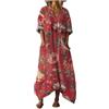 Generico Vestito Donna Elegante con Taschen Abito Estivo Boho Chic Vestito Lungo Cerimonia Caftano Copricostume Mare Maxi Abito Fluido Leggero Traspirante Taglie Forti Vacanza Casual (A16,L)