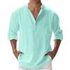 Luadnysin Camicia Lino Uomo Vestiti Manica Corta Cotone Abbigliamento Estivo Collo Coreana T Shirt a V Lunga Medievale Di Elegante Taglie Forti Pantaloni Camicie Estive Estiva Camice Completo,Green,M,Verde