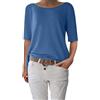 shownicer Maglietta estiva da donna a maniche corte, con scollo a barca, A