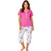 Leedya Pigiama Donna Estivo in Cotone Leggero e Traspirante Mezza Manica e Pantaloni Pinocchietto Modello (TIF 979 Rosa TG L)