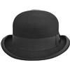 Melegari Cappello a Bombetta Feltro di Lana Modello Laurel & Hardy | Bombetta Inglese | Uomo Donna| Estate Inverno (Nero, XL (61-62))