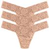 Hanky Panky Daily Lace Low Rise Thong - Mutande Donna in Pizzo Elasticizzate, Set 3 Pz, Tanga Donna con Vita Bassa - Slip Donna Cotone e Nylon, Lingerie per Completo Intimo Donna, Taglia Unica