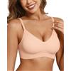 Adisputent Reggiseni da donna senza ferretto senza cuciture reggiseno push up morbido comfort supporto T Shirt reggiseno da donna imbottito Zero Feel Bralette, Beige caldo., XXL