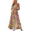 CUPSHE Abito da donna Maxi con scollo a V, maniche ritorte, senza maniche, scollato, auto-allacciato, lungo, estivo, abito formale, L