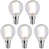 Paulmann 29098 Lampadina a filamento LED 230V goccia E14 confezione da 5 5x4,8W 5x470lm 45mm opaco vetro 4000K