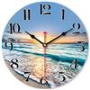 VIKMARI Orologio da Parete Beach a Batteria 20cm Blu Oceano Decorazione Casa Costiera Decor Mare Piccolo Silenzioso Orologio Analogico in Legno Quartz per Cucina, Ufficio, Camera da Letto, Salotto