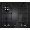 Hoover HVG6BR4C3B - Piano Cottura 4 Fuochi Gas 60 cm in Vetro Temperato Nero