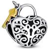 Bling Jewelry Vintage Stile Due Toni A Forma Di Cuore Filigrana Amanti Lock & Key Charm Bead Per Le Donne Fidanzata Placcato Oro 14K .925 Argento Adatto A Bracciale Europeo