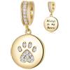 CRISNATA 18K oro giallo placcato cane Stampa di zampe Charms Ciondolo, Fit Pandora Prima Festa della Mamma Bracciale, sempre nel mio cuore Argento Sterling 925 Pet Impronta CZ Perline