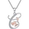 starchenie Collana Alfabeto con Rose Collana Lettera C Ciondolo Zirconi Collana in Argento 925 da Donna