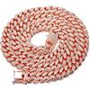 HALUKAKAH Diamante Catena Cubana per Donna Ragazza,13.5MM Placcato in Oro Rosa Girocollo Collana 45cm,Pieno Cz Diamante Punte Set,con Pacco Regalo
