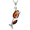 SilverAmber Jewellery Ciondolo moderno a forma di tulipano, in argento Sterling 925 e vera ambra baltica, GL2033