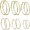 Pargleev Set di 6 paia di orecchini a cerchio grandi, in acciaio inossidabile, ipoallergenici, lucidi, per donne e ragazze, colore: oro, Acciaio inossidabile