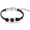 s.Oliver Bracciale da uomo in vera pelle, argento, catenina regolabile fino a 22 cm, impermeabile e delicato sulla pelle