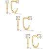SLLAISS 3 Paia Orecchini Cerchio Piccoli Argento 925 con Zircone 5A Set Ipoallergenici Orecchino a Cerchietto da Lobulo Piercing Secondo Buco 16K Oro Placcato Huggie Lobulo per Buco Lobo Sensibile