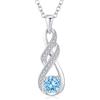 LOCIBLO Collana da donna in argento Sterling 925 con ciondolo a forma di infinito in oro bianco con pietra portafortuna per lei, 40,6 cm + 5,1 cm, Piccolo, Argento sterling Placcato oro Zirconia