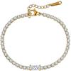Bellitia Jewelry Braccialetto Tennis da Donna con Acciaio Inossidabile Catena Regolabile, alla Moda, ipoallergenico, con zirconi, Idea Regalo