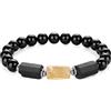 COAI Bracciale Uomo Elastico con Perline Tormalina Nera 8mm e Pietre Grezze di Citrino, Bracciale Tormalina Nera Uomo