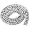 HALUKAKAH Collane Uomo Oro,Catenina Cubano Miami 14MM Iced out,Vero Oro Bianco Girocollo,Argento,50cm,con Pacco Regalo 0