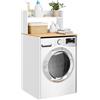 SoBuy Mobile Lavatrice Mobile Sopra Lavatrice Coprilavatrice Bagno Salvaspazio con Ripiano e Barriera Anticaduta per Lavanderia Mobiletto Bagno Salvaspazio Bianco e Legno 66x60x127 cm BZR224-WN