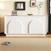 Azkoeesy Credenza Bianca 160 cm con 4 Ante Curve, Multifunzione, Mobile TV, Buffet e Mobile Cucina, Ideale per Soggiorno e Sala da Pranzo, GL3189W