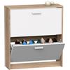briebe Scarpiera ingresso corridoio, mobile ausiliario stretto in legno per scarpe, 2 porte, 82 x 74 x 25 cm (altezza x larghezza x profondità), 12 paia circa, Nova (Cambrian/Bianco)