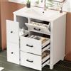 Lcoho 76,5 x 47 x 83,5 cm Lavabo autoportante completamente laccato Cassetto estraibile laterale Vasca in ceramica integrata Guide scorrevoli silenziose Bianco