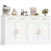HOCSOK 150cm Credenza Cucina, Madia Cucina 4 Cassetti 4 Ante, Bianco/Verde
