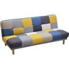 Vente-unique Divano a 3 posti convertibile in tessuto MARDAG â€" Patchwork grigio, blu, giallo â€" venduto singolarmente