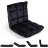 RELAX4LIFE Sedia da Terra Imbottita, Poltrona Pieghevole, Schienale Regolabile a 14 Livelli, Cuscino da Pavimento con Fodera in Peluche e Struttura in Acciaio, per Yoga, Meditazione (Nero)