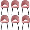 GrandCA HOME Set di 6 Sedie da Pranzo, Moderne Sedie da Cucina Imbottite con Gambe in Metallo, Adatte a Sale da Pranzo, Soggiorni e Camere da Letto - Rosa