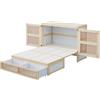 Azkoeesy Letto a Scomparsa Murale Matrimoniale 140x200 cm, Struttura in Legno Pieghevole Salvaspazio con Rattan design, 2 Cassetti, Doghe e Ampio Spazio di Archiviazione (naturale)