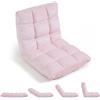 RELAX4LIFE Sedia da Terra Imbottita, Poltrona Pieghevole, Schienale Regolabile a 14 Livelli, Cuscino da Pavimento con Fodera in Peluche e Struttura in Acciaio, per Yoga, Meditazione (Rosa Chiaro)