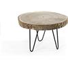 Gicos Tavolo tavolino Tondo paulonia Piano in Legno Gambe in Metallo Nero 29 * 19 cm Salotto Giardino GDO-796029