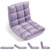 RELAX4LIFE Sedia da Terra Imbottita, Poltrona Pieghevole, Schienale Regolabile a 14 Livelli, Cuscino da Pavimento con Fodera in Peluche e Struttura in Acciaio, per Yoga, Meditazione (Viola)