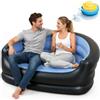 Zinueen Divano gonfiabile, divano gonfiabile da campeggio, 2 posti, con velluto, ergonomico, 150 kg massimo, 140 x 80 x 70 cm, grigio/nero, adesivo di riparazione incluso (blu)