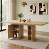 Kebnor Tavolo da pranzo allungabile, 140/180 x 80 cm, adatto per 6-8 persone, con vano portaoggetti, piano ispessito, tavolo da pranzo allungabile in stile scandinavo (colore rovere)