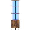 HOOBRO Libreria Verticale Angolare con LED e Mobile Contenitore, Scaffale Industriale da Esposizione, Pannelli a Motivo Diamante, per Soggiorno, Studio, Camera, Marrone Vintage e Nero EBF147DCJ01