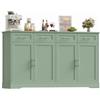 HOCSOK 150cm Credenza Cucina, Madia Cucina 4 Cassetti 4 Ante, Bianco/Verde