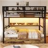 Yrxin Letto a castello 140 x 200 cm, letto in ferro con luce LED, ripiano portaoggetti, 2 cassetti in ferro, letto per bambini con rifugio e scala, senza materasso