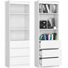 Home Collective Scaffale per libreria da ufficio, scaffale bianco, largo 60 cm, alto 180 cm, con 3 cassetti