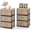 COSTWAY Cassettiera in Tessuto, Mobile con 3 Cassetti e Struttura Robusta in Metallo, Armadio per Camera da Letto, Soggiorno, Ingresso, 40 x 30 x 62 cm (Caffè 2 Pezzi)