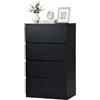 Amveya Comò nero con 4 cassetti, larghezza 60 cm, credenza alta per camera da letto, soggiorno, corridoio, ufficio, 60 x 40 x 98 cm