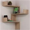 Shally Dogan Mensola Angolare a 3 Piani, Scaffale ad Angolo per Parete, Organizer Salvaspazio Design Moderno, Arredamento Interno, Ideale per Casa, Ufficio, Dimensioni 60 x 22 x 90H cm (Quercia)