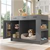 Huayz Isola della cucina con cassetto e portaspezie, armadio da cucina con area per animali domestici, carrello da cucina con zona relax per animali domestici, 120 x 60 x 90 cm (grigio)