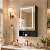 BRILVERDE Armadietto a specchio da bagno con illuminazione a LED, specchio da bagno con anta singola, anti-appannamento, 3 temperature di colore dimmerabili, con ripiani regolabili(C)
